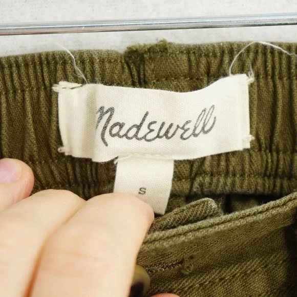 Madewell aj524 Womens Camp Shorts High Waist Green Cotton Elastic Waist Sz Small - Picture 6 of 8